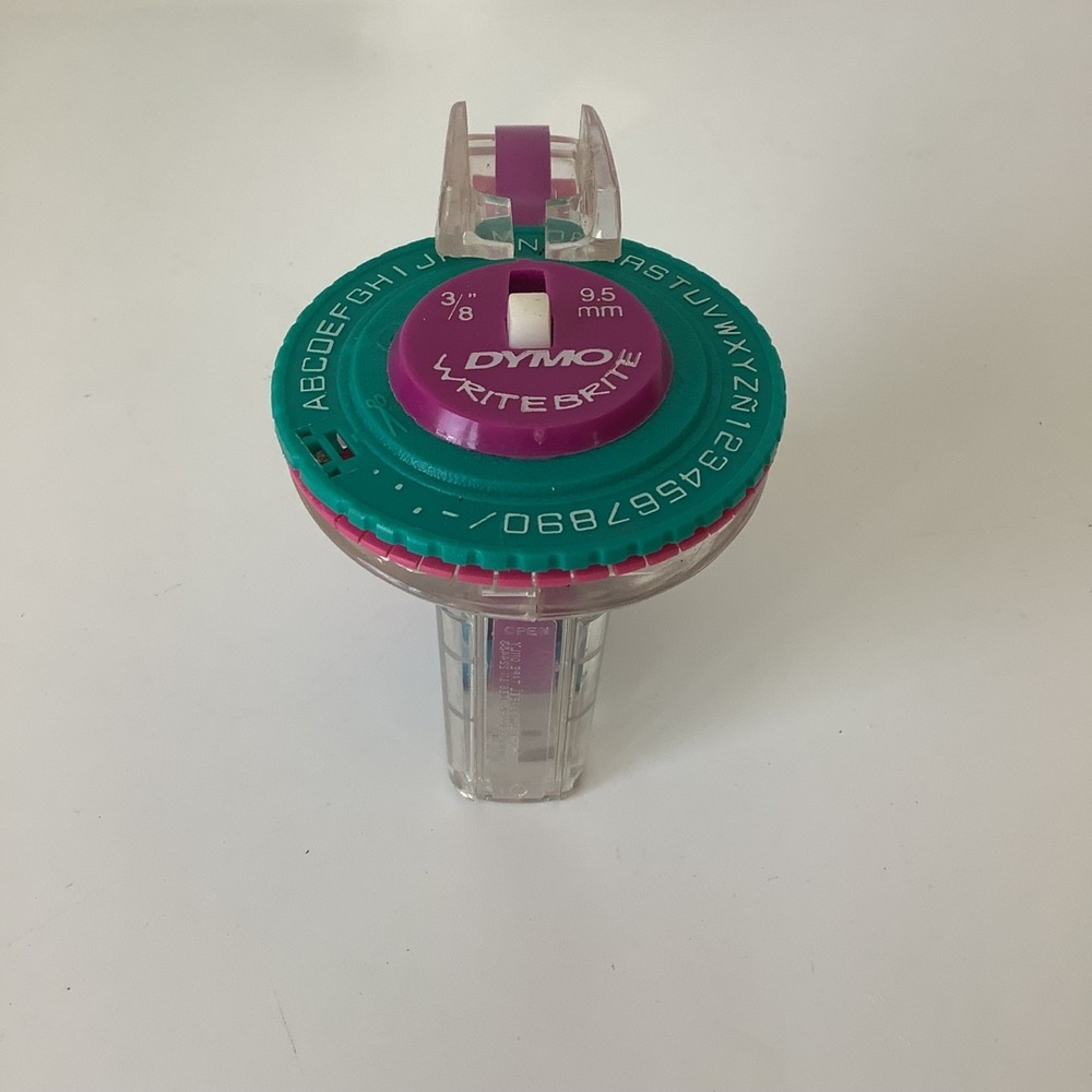 Vintage Dymo Write Brite Label Maker 3/8" Pink Green Purple Blue